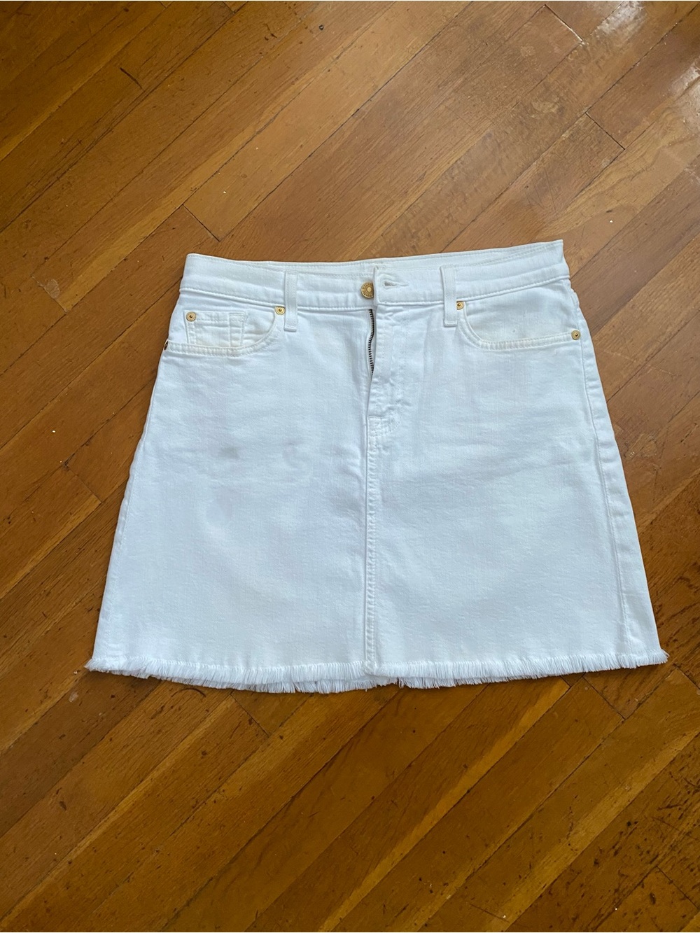 White Denim A-Line Mini Skirt